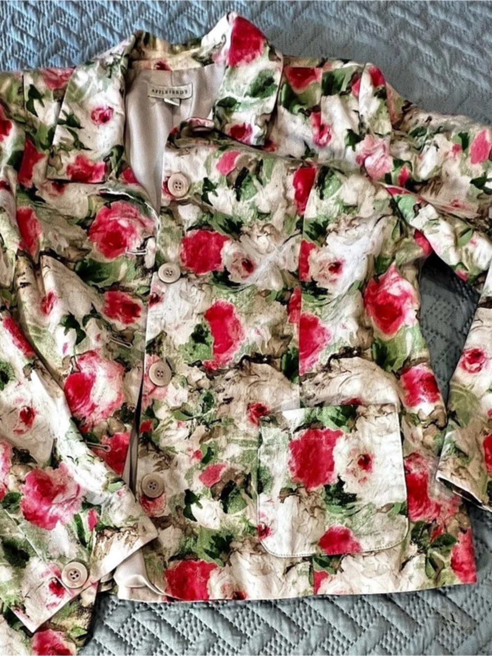 Appleseed's Floral Blazer in Pink & Green XL Like New. 25